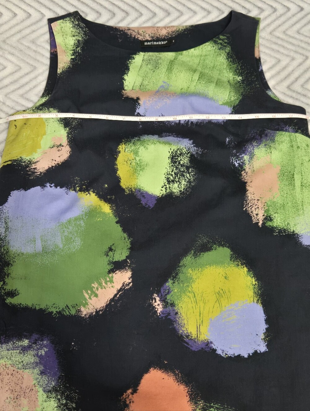 Marimekko Finland Sleeveless Shift Dress Blue Abstract Print Cotton EU 36 Y2K - Picture 6 of 12